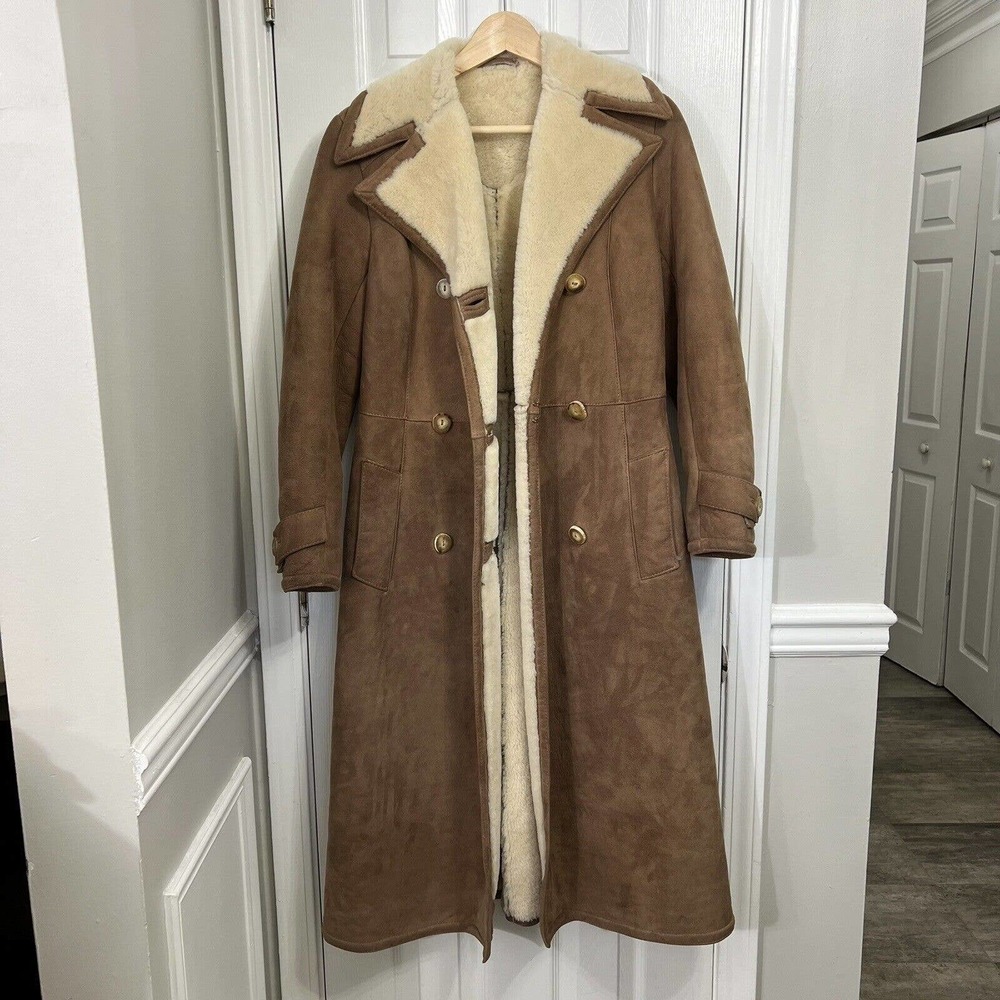 Sawyer Of Napa California Women’s Size 8 Shearling Long Coat Double Breasted USA
